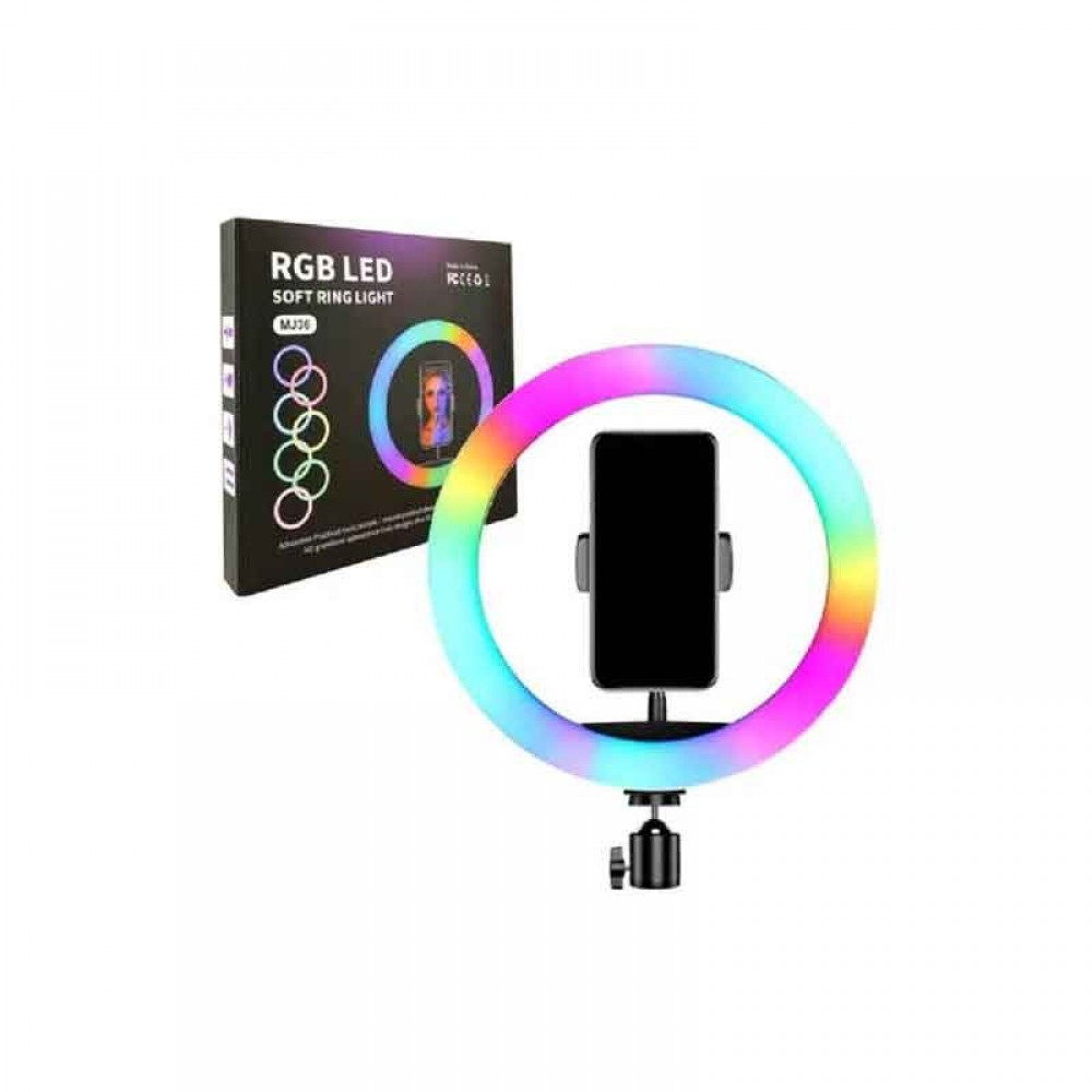 رینگ لایت MJ36 RGB سایز ۱۴ اینچ با پایه دو متر