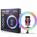 رينگ لايت مدل MJ45 RGB به همراه پایه 2 متر و سه نگهدارنده موبایل